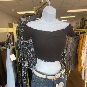 Off Shoulder Rib Top